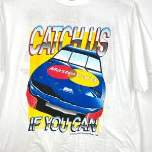 Vintage 1996 "Catch Us If You Can" Dual Sided "Don't Think So" NASCAR T Shirt XL